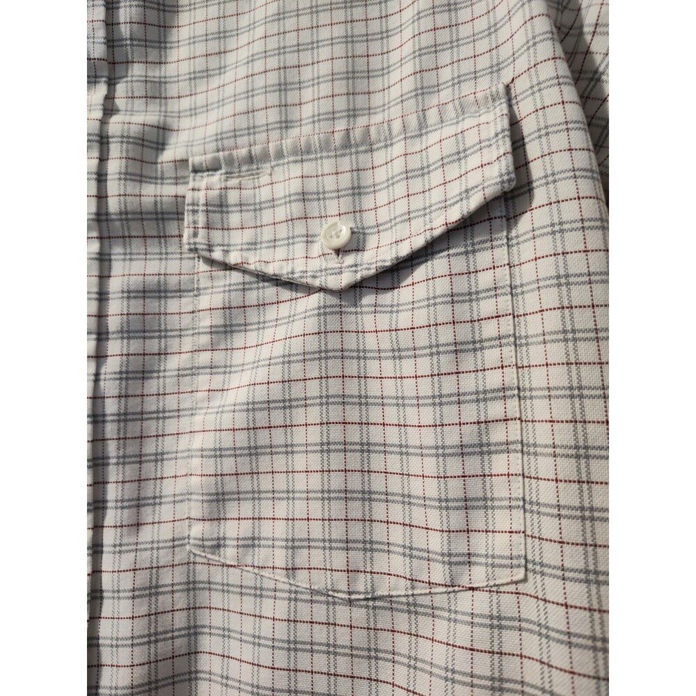 Men's LL Bean Button-Down Shirt Size 15 1/2-34 Cream Purple Single Needle Check - Picture 8 of 11